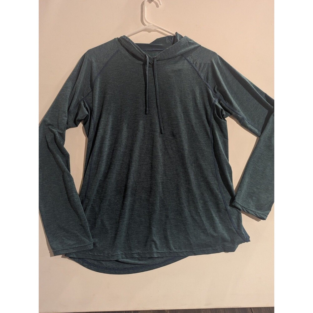 NRS Size L Blue Stretch Performance Long Sleeve Hooded Polyester Shirt Top SPF